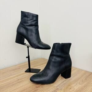 Able Black Leather Heeled Ankle Bootie Women’s Size 8.5